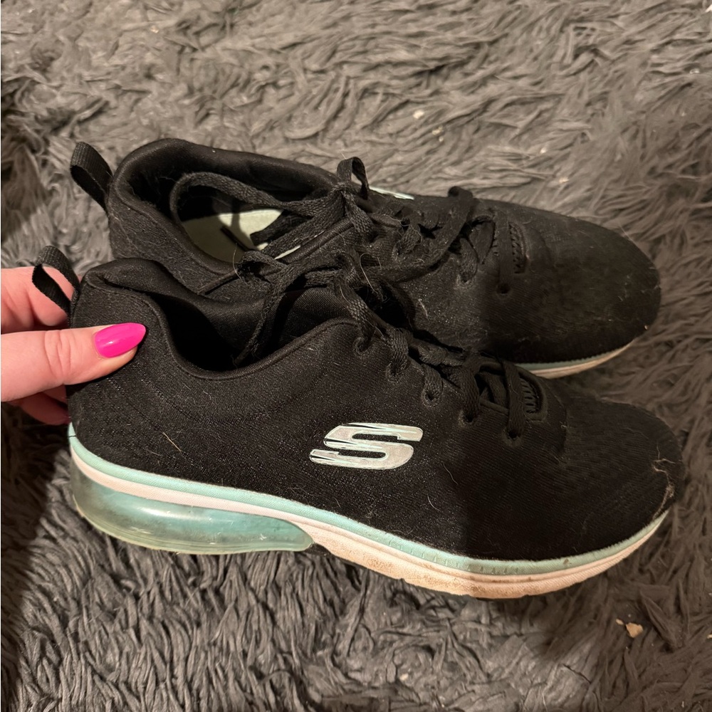 Skechers Women's Black Sneakers with Aqua Sole